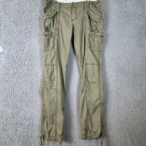 Vintage ROXY Cargo Pants Womens 5 Green Low Rise Retro Y2K Grunge Skater Punk